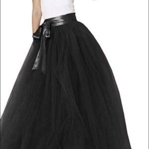 Floor length black layered tulle skirt